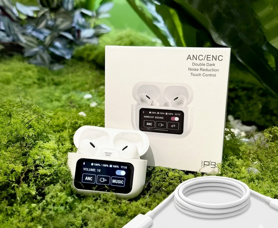 P9 Smart Screen Wireless Earbuds - ANC/ENC Dual Noise Reduction, Full Touch Control Display & Immersive Hi-Fi Sound