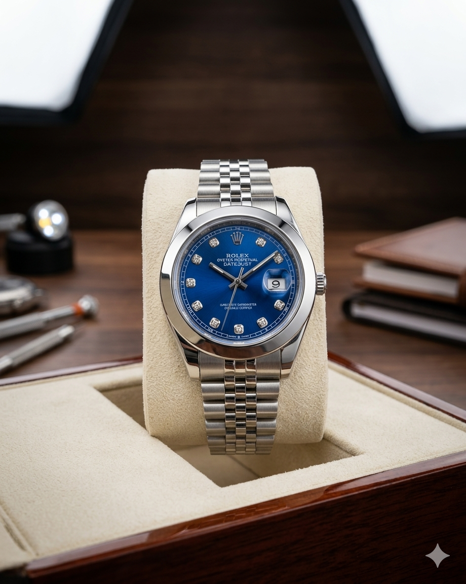 Rolex Datejust Blue Dial Diamond Markers - Premium Stainless Steel Jubilee Bracelet Luxury Men's Watch